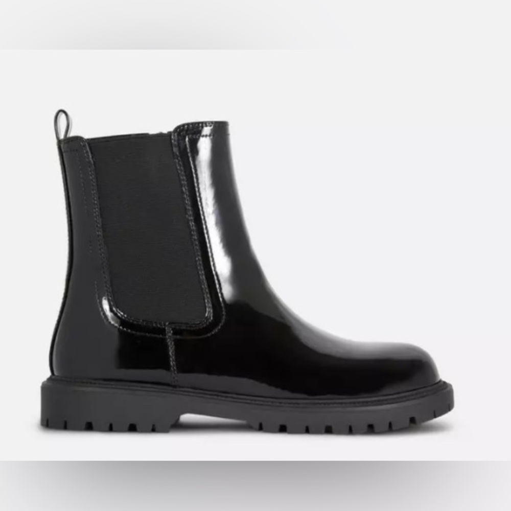 Primark Black Patent Leather Kids Boots Size 3